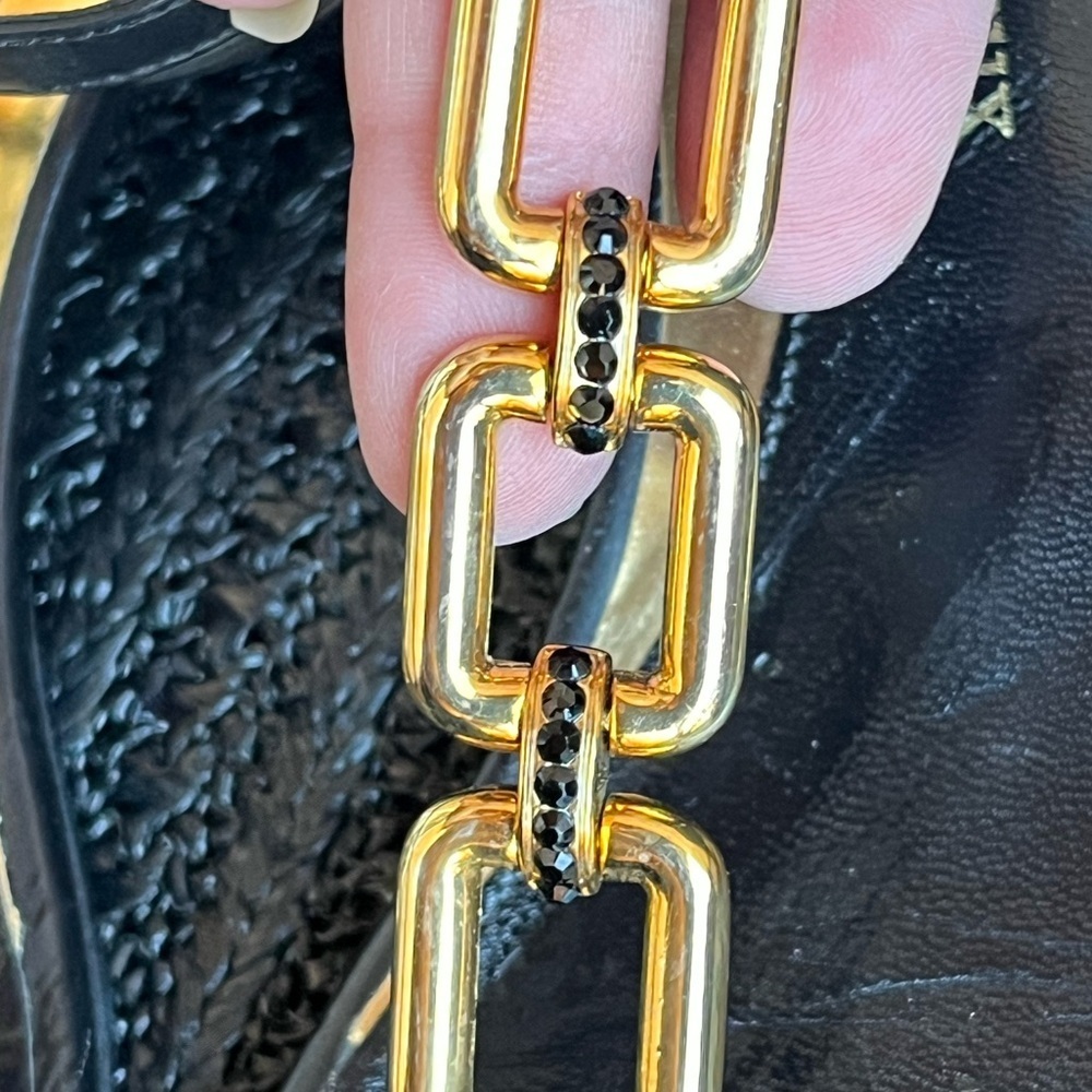 Loriblu Bijoux black thong sandals with gold chain - Picture 4 of 10